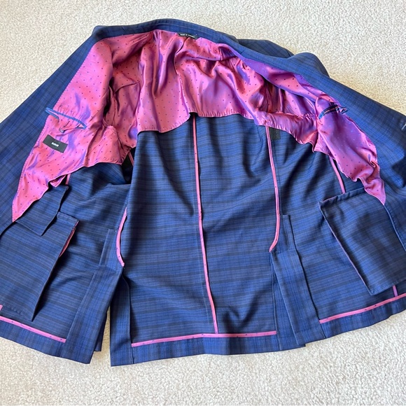 SARAR Men’s Navy and Black Plaid Wool Nadia Blazer—SZ. 48R - Picture 15 of 17